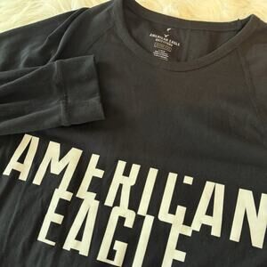 American Eagle AEO Active Flex Long‎ Sleeve Black Pullover Shirt Men's Large